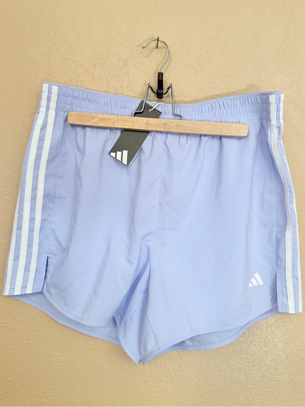adidas Women’s Light Purple Athletic Shorts with White Stripes